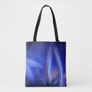 Tote Bag Bleu Lotus Elégant Zen Art Lumière Abstrait