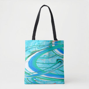 Tote Bag Bleu lumineux Tourbillonnant Abstrait Motif fracta