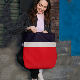 Tote Bag Bleu Marine Avec Rouge