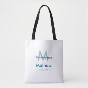 Tote Bag Bleu marine nom du garçon d'honneur lettre date ma