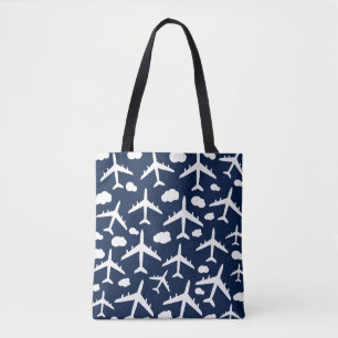 Tote Bag Bleu mignon avion volant conception motif