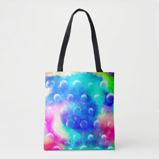Tote Bag Bleu moderne fabuleux bulles abstrait tendance (Devant)