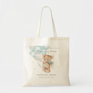 Tote Bag Bleu mou Baby shower à ballon d'ours d'attente