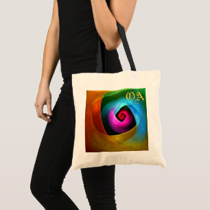 Tote Bag Bleu orange rose moderne Art Abstrait Motif #24