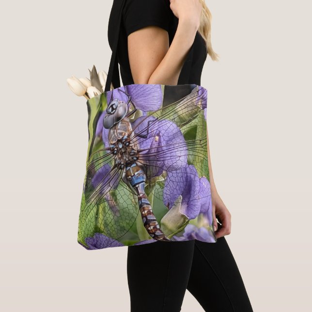 Tote Bag Bleu-Oyé Denton sur Flower (De près)