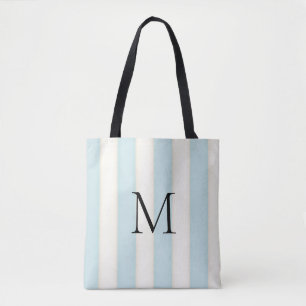 Tote Bag Bleu pâle et blanc d'antiquité Tot monogramme