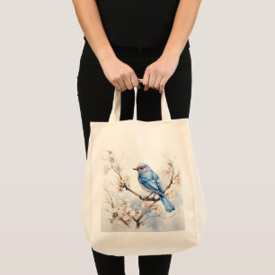 Tote Bag Bleu printanier dans l'arbre florissant