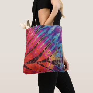 Tote Bag Bleu rose Abstrait Art moderne Batik Tie Dye