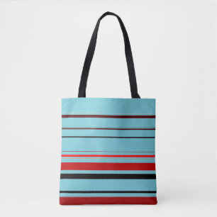Tote Bag Bleu rouge Bleu Brown rayures