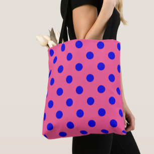 Tote Bag Bleu sur rose Pois design Motif