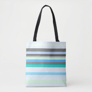 Tote Bag Bleu, vert et gris Abstrait rayures