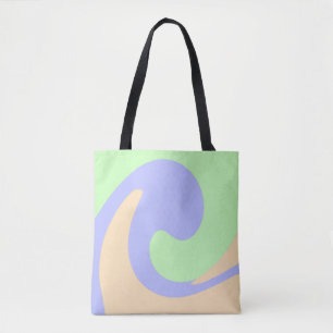 Tote Bag Bleu vert ombre fluide marbre boho audacieux motif