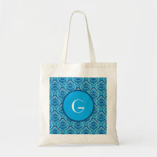 Tote Bag Bleuâtre - Paisley à plumes