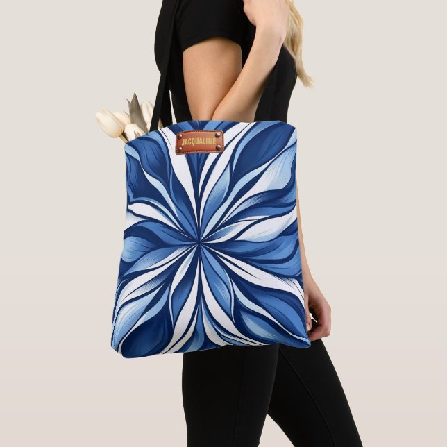 Tote Bag Bliss Bleus : Flore Psychédélique Organique (De près)