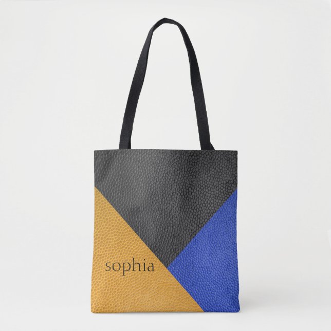 Tote Bag Bloc de couleur géométrique personnalisé (Devant)