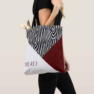 Tote Bag Bloc de couleur Noir et Bourgogne