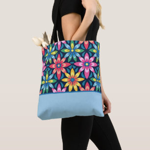 Tote Bag Bloc de couleur Vibe Mod Daisies vintage des année
