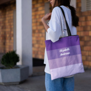 Tote Bag Blocage couleur violet bande horizontale