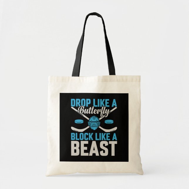 Tote Bag Blocage de but de hockey comme une bête (Devant)