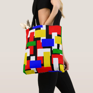 Tote Bag Blocs rouge, jaune, noir, bleu et vert