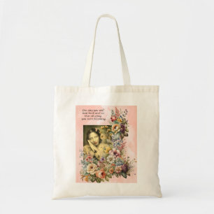 Tote Bag "Blooming all Along" cite jolie fille et fleurs