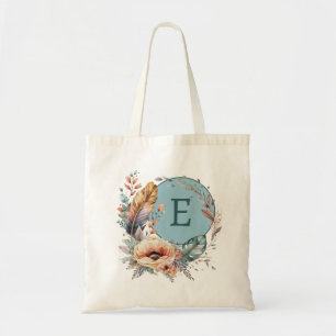 Tote Bag Blue ajouter floral initial