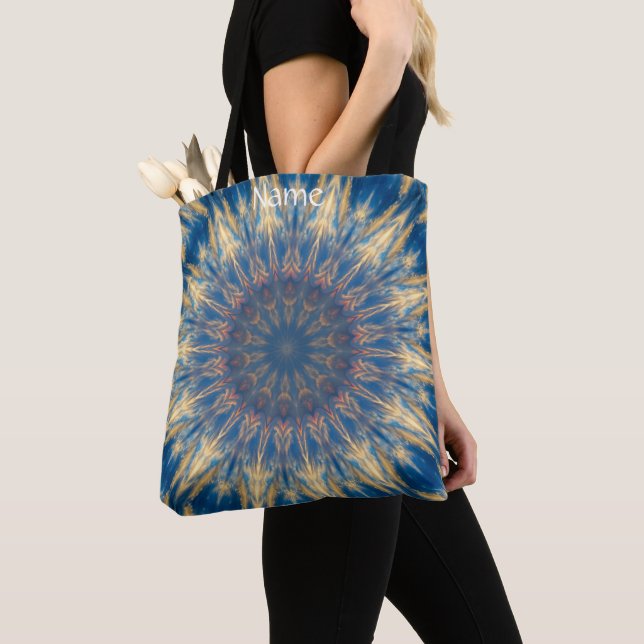 Tote Bag Blue Chakra Kaleidoscope Thunder_Cove (De près)