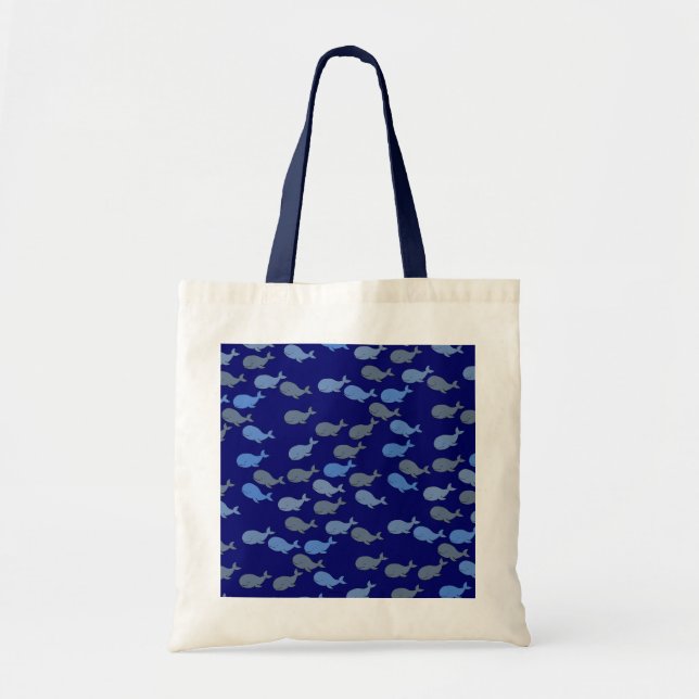 Tote Bag blue cute whales (Devant)