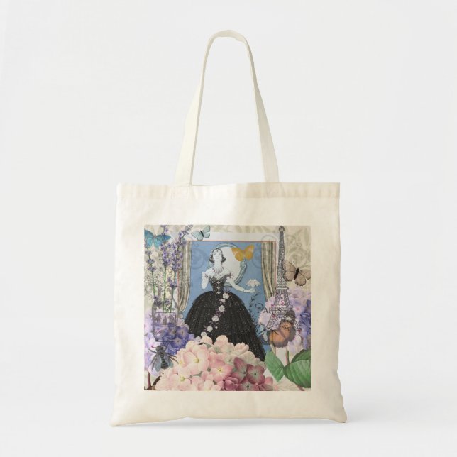 Tote Bag Blue Elegant Femme Floral Fancy Gown (Devant)