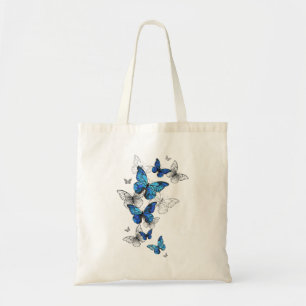 Tote Bag Blue Flying Butterflies Morpho