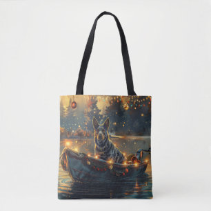 Tote Bag Blue Heeler Noël Festive Voyage