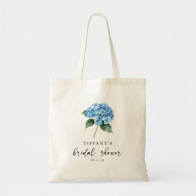 Tote Bag Blue Hydrangea Floral Fête des mariées Affiche de  (Devant)