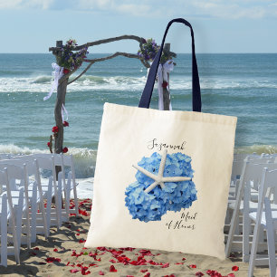 Tote Bag Blue Hydrangea Starfish Bridesmaid