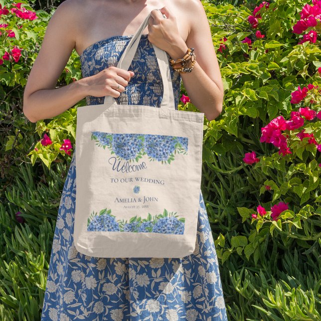 Tote Bag Blue Hydrangeas Mariage d'aquarelle (Créateur téléchargé)