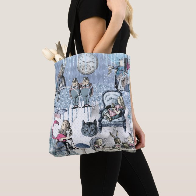 Tote Bag Blue Ice Alice au pays des merveilles Moderne Élég (De près)