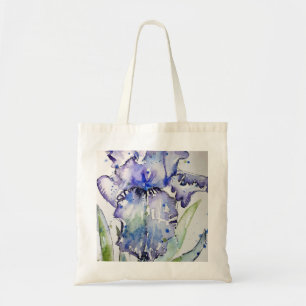 Tote Bag Blue Iris Art floral Watercolor Flower Art