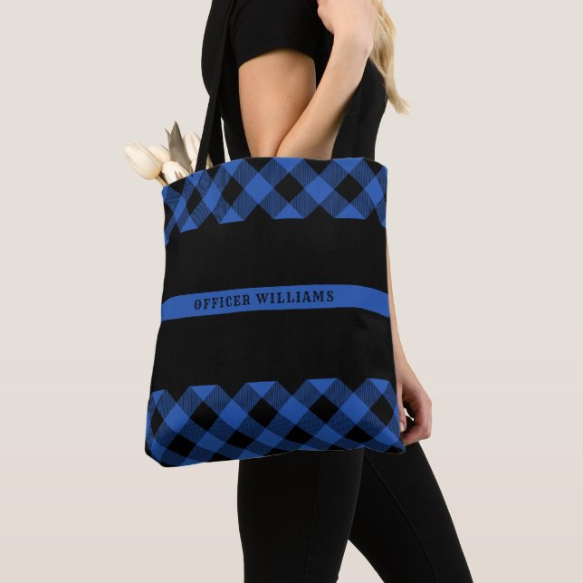 Tote Bag Blue Line mince maintiennent l'ordre le monogramme (De près)