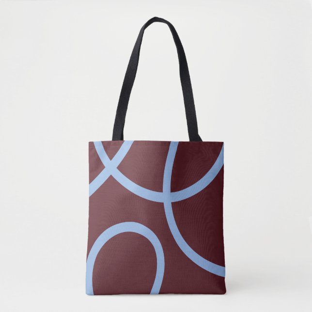 Tote Bag – Blue Lines on Burgundy Tasche (Vorderseite)