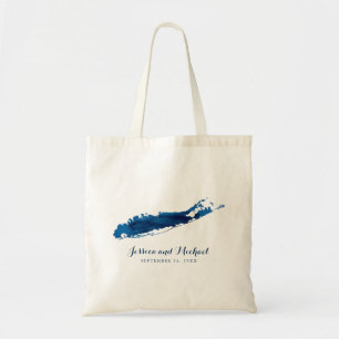 Tote Bag Blue Long Island New York Carte Mariage Invité