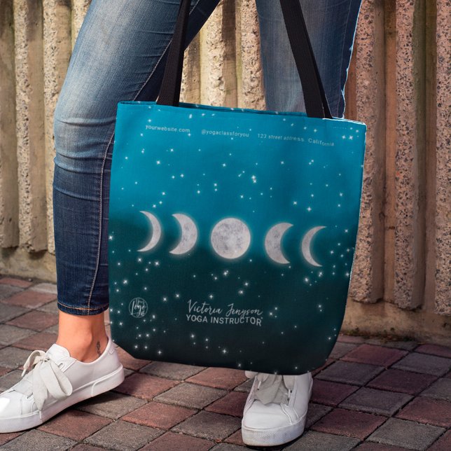 Tote Bag Blue ombre moons star Yoga professeur (Créateur téléchargé)
