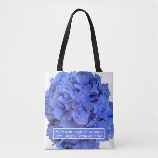 Tote Bag Blue periwinkel élégantes hydrangées florales (Devant)