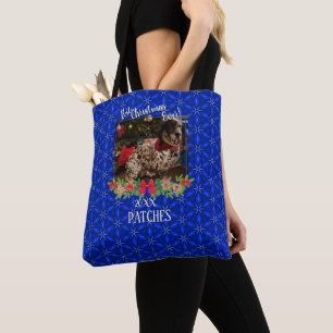 Tote Bag Blue Poinsettias Pet Photo Meilleur Noël Jamais