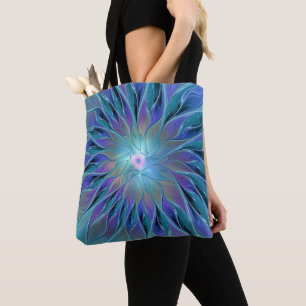 Tote Bag Blue Purple Flower Dream Abstrait Fractal Art