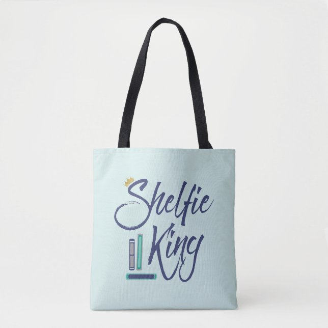 Tote Bag Blue Shelfie King Bookish (Devant)
