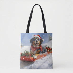 Tote Bag Bluetick Coonhound Dog dans Sledge Noël