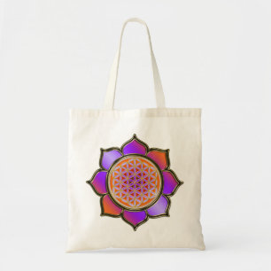 Tote Bag Blume des Lebens Lotus - violet orange
