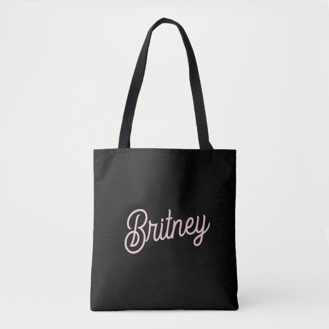 Tote Bag Blush Moderne Rose Poussiéreux Monogramme et Nom  (Devant)