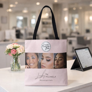 Tote Bag Blush Pink Logo Script Photo Cils Studio 
