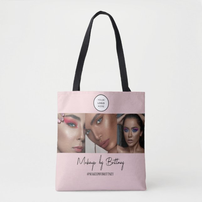 Tote Bag Blush Pink Logo Script Photo Makeup Studio  (Devant)