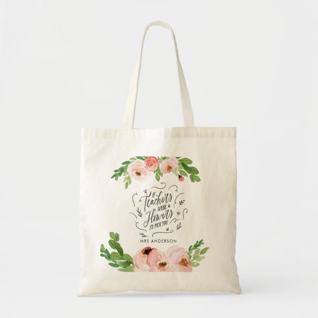 Tote Bag Blush rose floral merci enseignant cadeau (Devant)